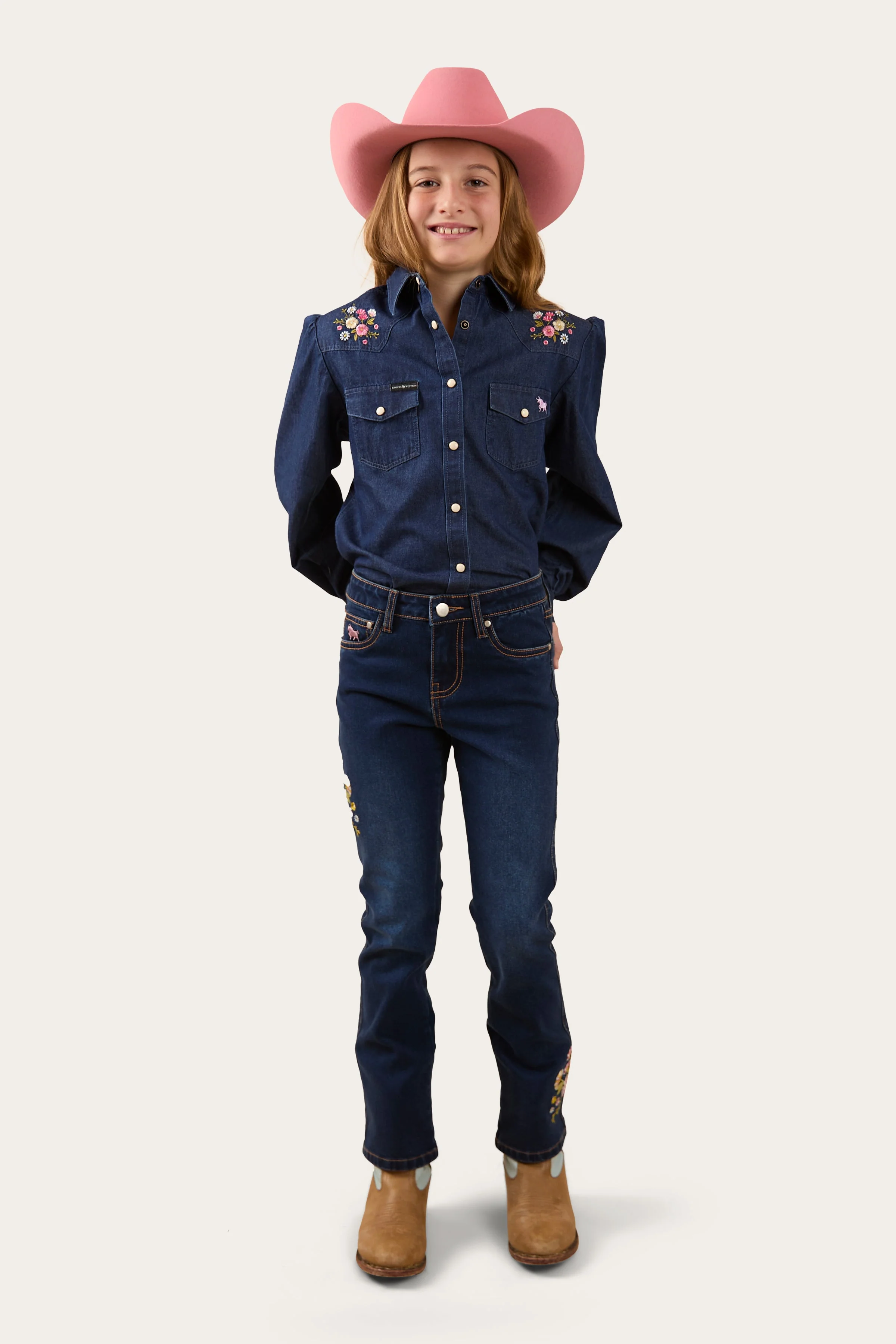 Dahlia Kids Denim Western Shirt - Image 5