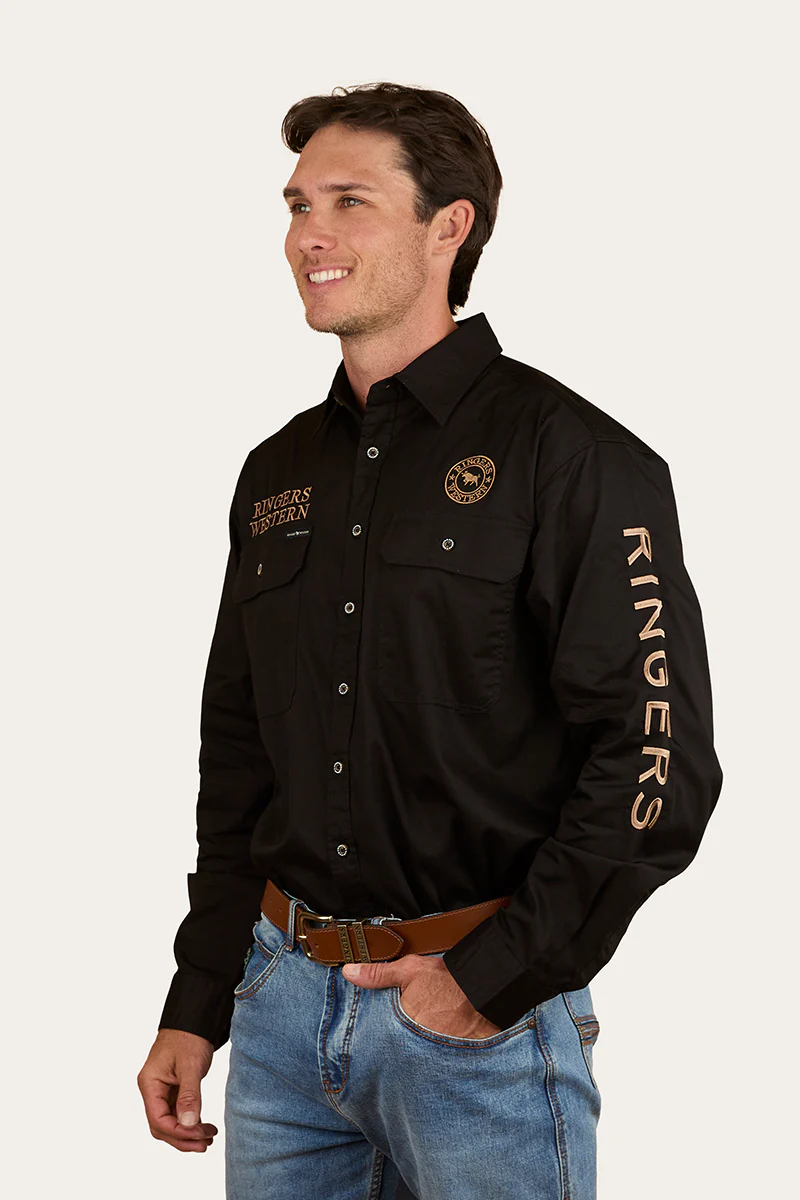 Hawkeye Mens Printed Full Button Work Shirt - Image 3