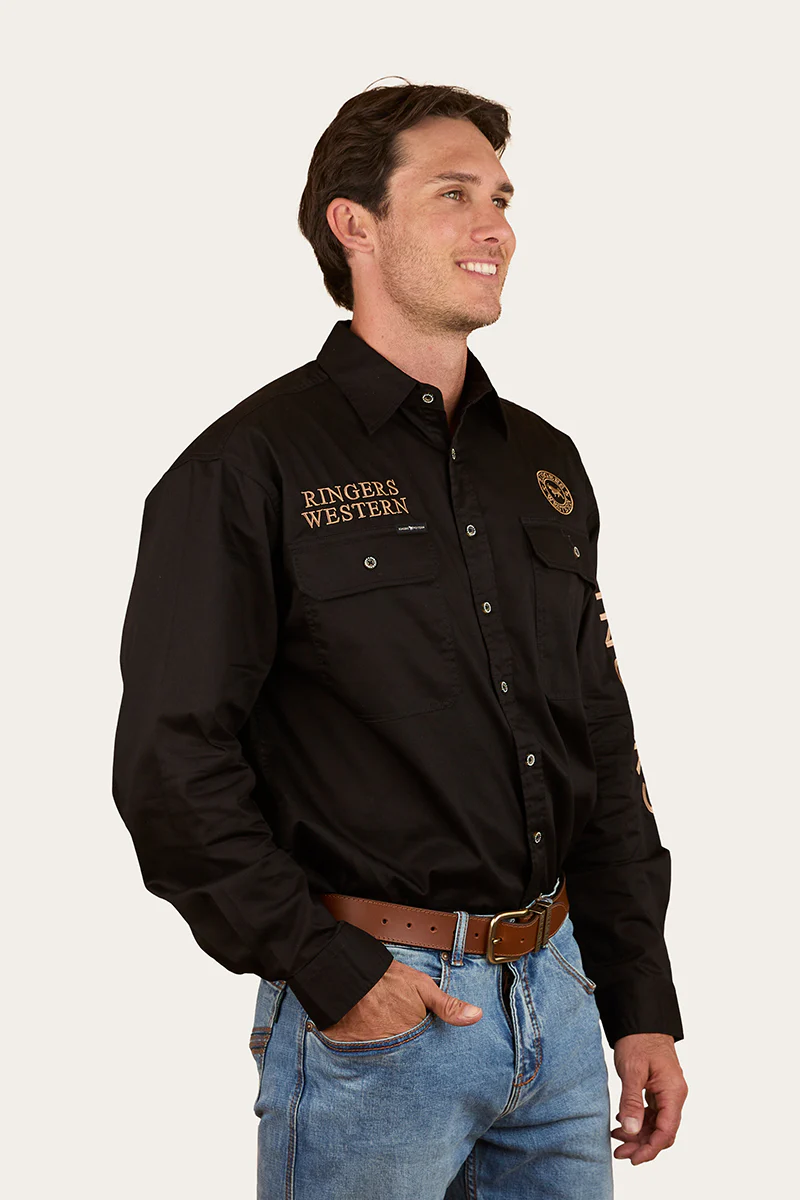 Hawkeye Mens Printed Full Button Work Shirt - Image 4