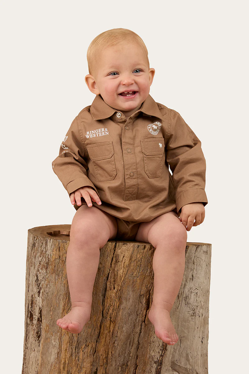 Howdy Tot Babies LS Workshirt Romper - Image 3