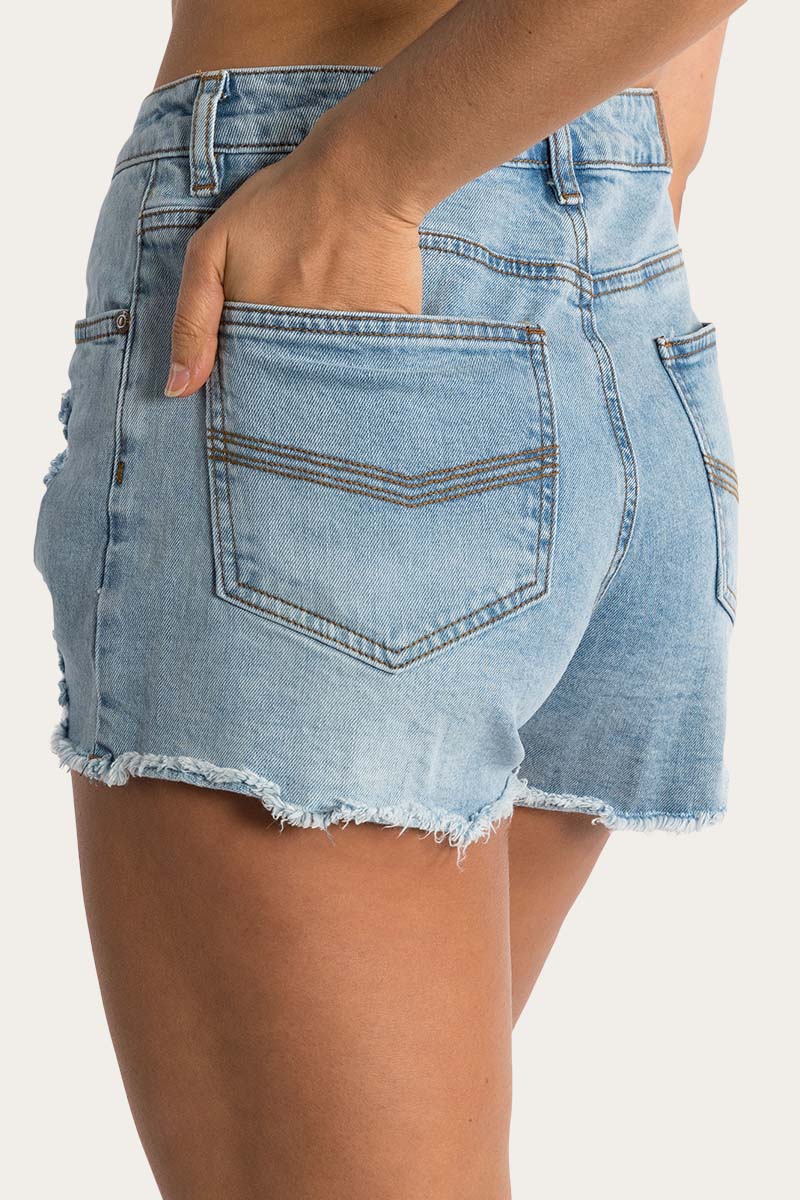 Jessie Womens Mid Rise Ripped Denim Short - Image 13