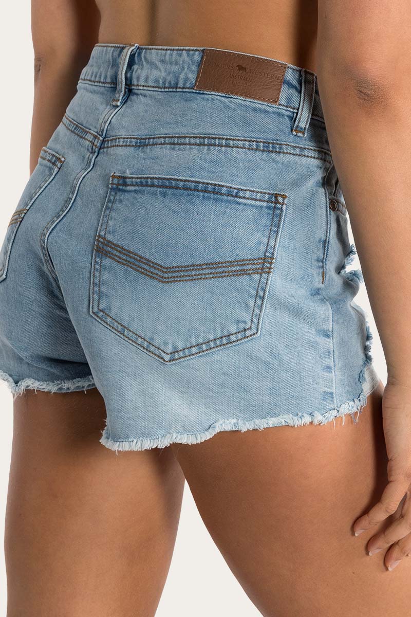 Jessie Womens Mid Rise Ripped Denim Short - Image 15