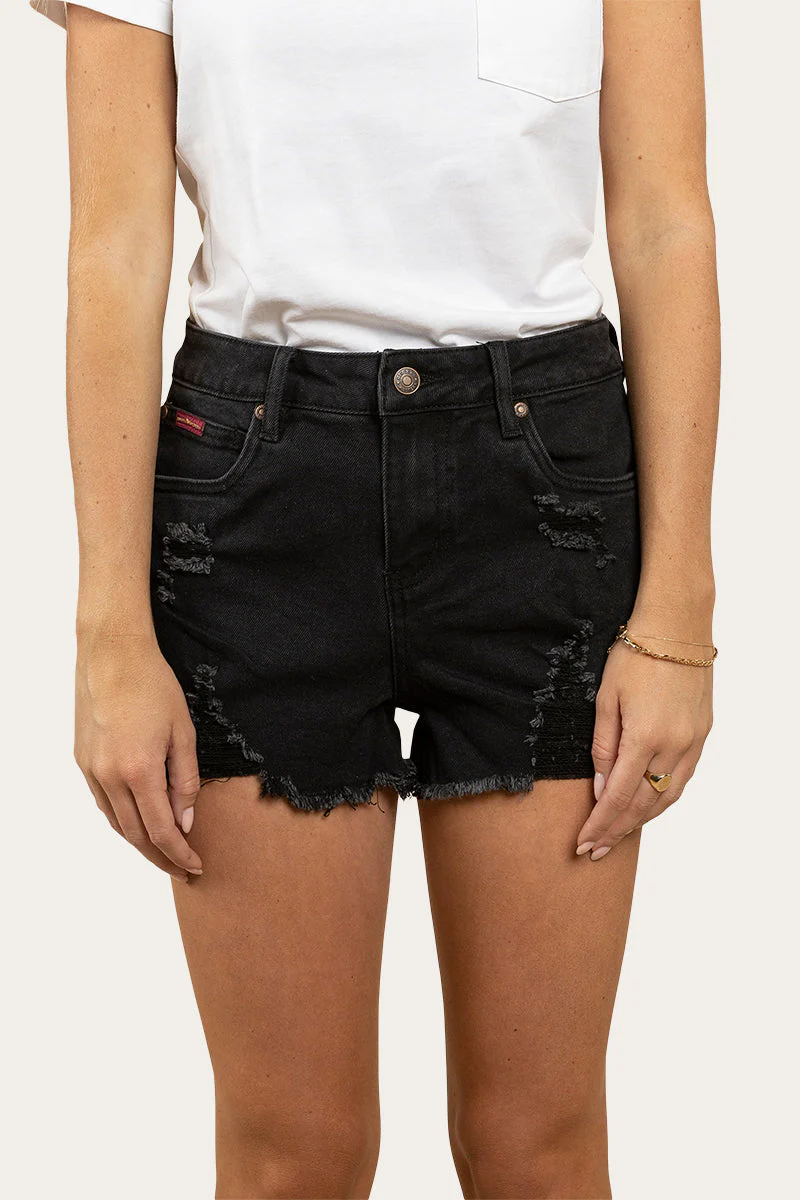 Jessie Womens Mid Rise Ripped Denim Short - Image 2