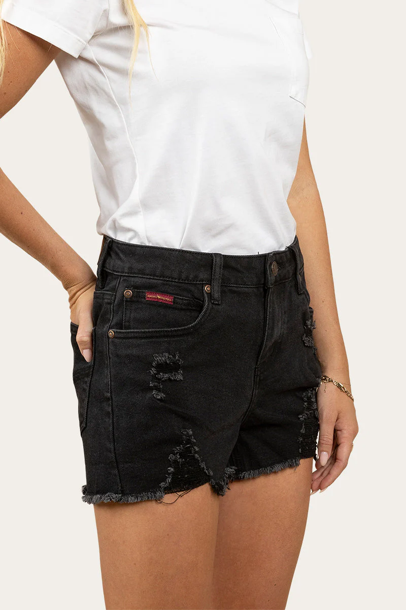 Jessie Womens Mid Rise Ripped Denim Short - Image 4