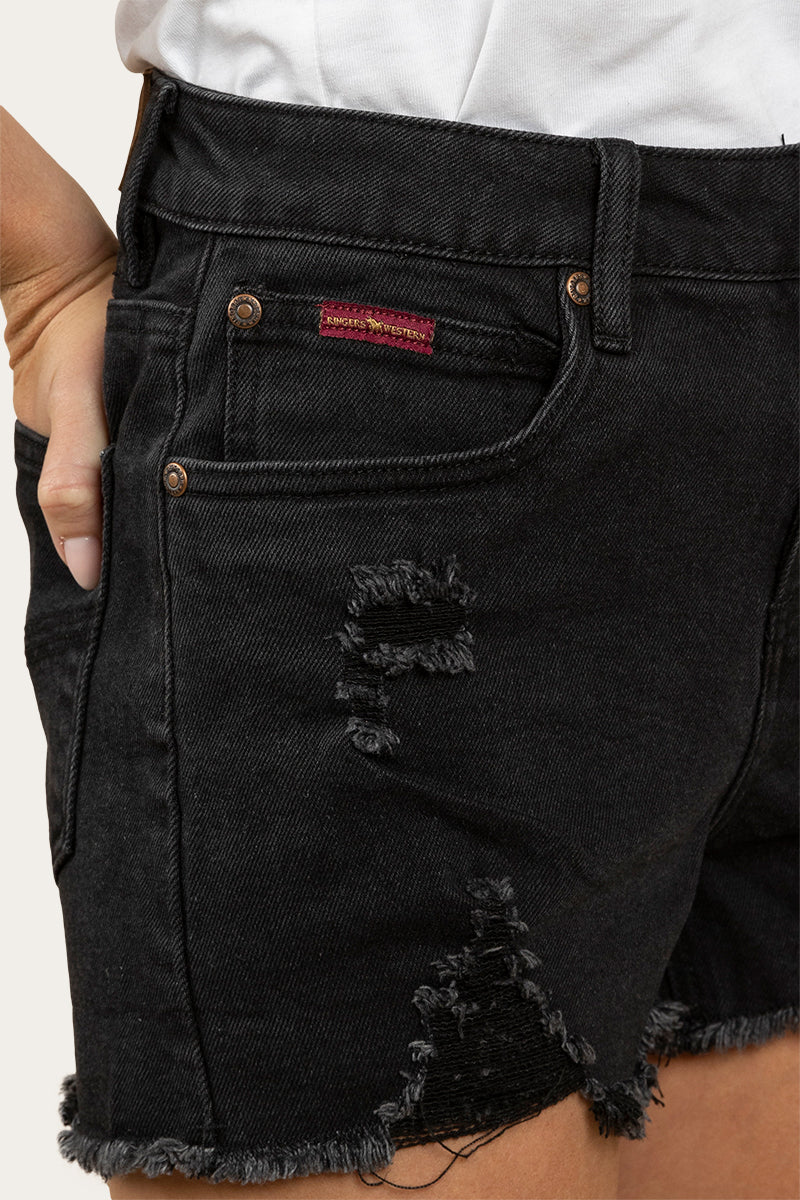Jessie Womens Mid Rise Ripped Denim Short - Image 5
