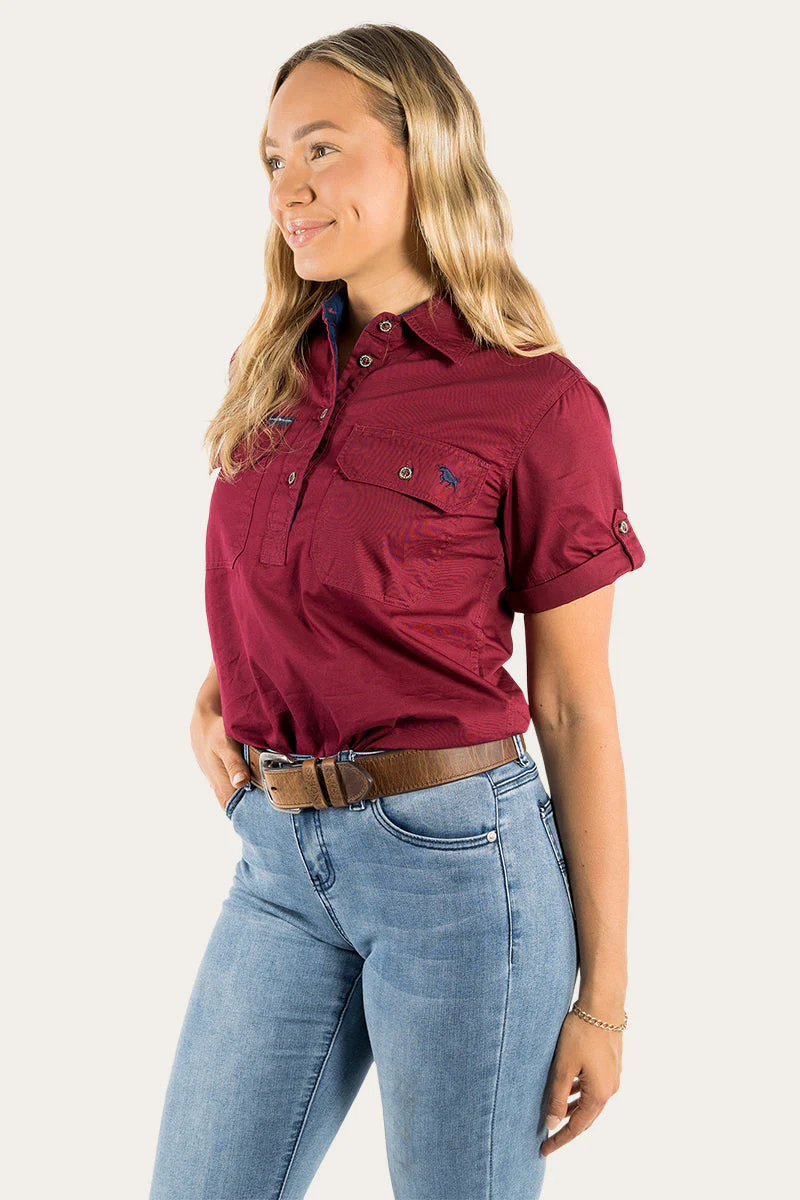 Jules Womens Half Button Short Sleeve Work Shirt - Image 13