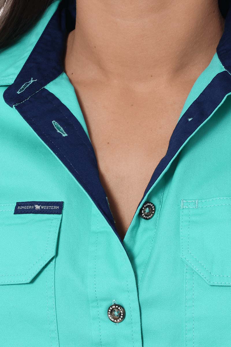 Jules Womens Half Button Short Sleeve Work Shirt - Image 25