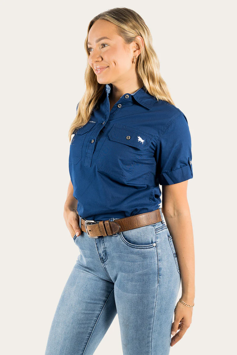 Jules Womens Half Button Short Sleeve Work Shirt - Image 40