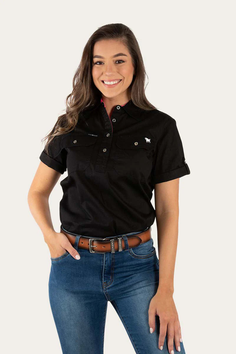 Jules Womens Half Button Short Sleeve Work Shirt - Image 6