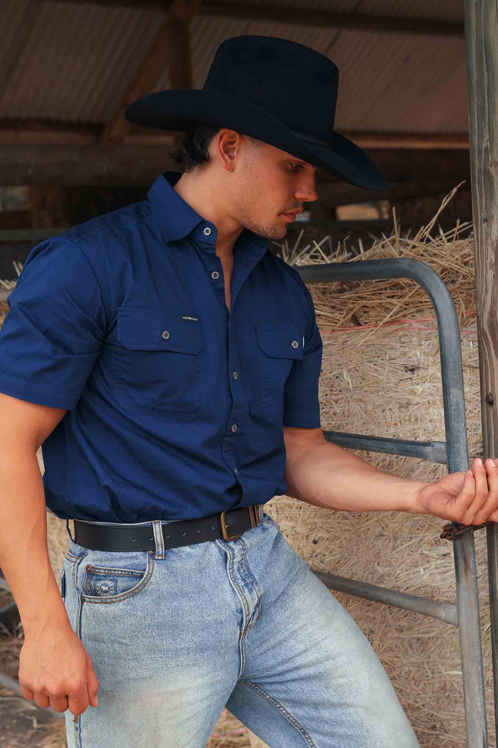 Lake Argyle Mens Short Sleeve Full Button Work Shirt - Image 42