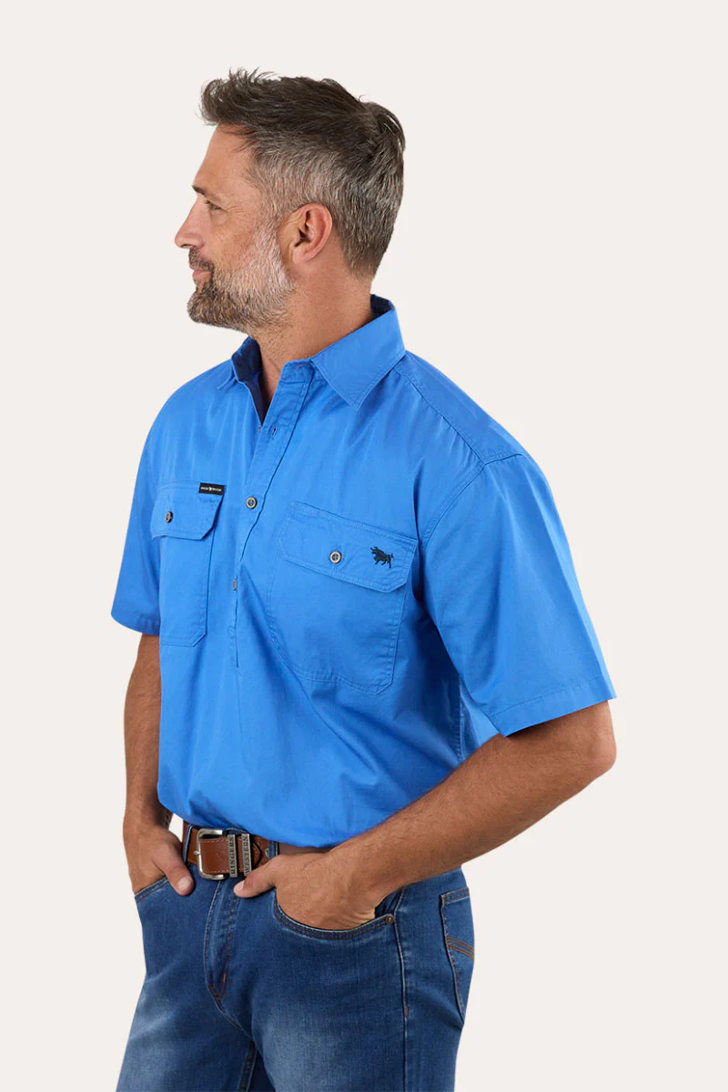 Pack Saddle Mens Short Sleeve Half Button Work Shirt - Image 18