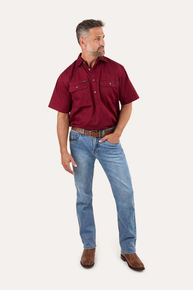 Pack Saddle Mens Short Sleeve Half Button Work Shirt - Image 23