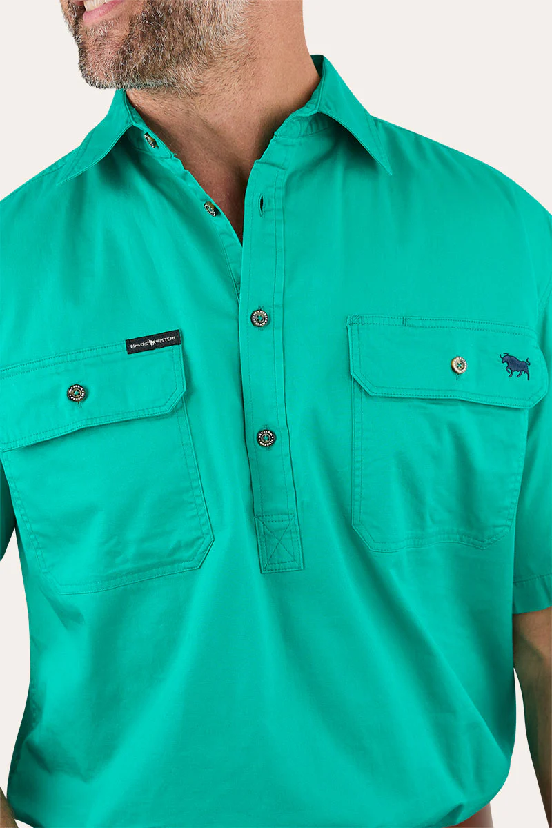 Pack Saddle Mens Short Sleeve Half Button Work Shirt - Image 33