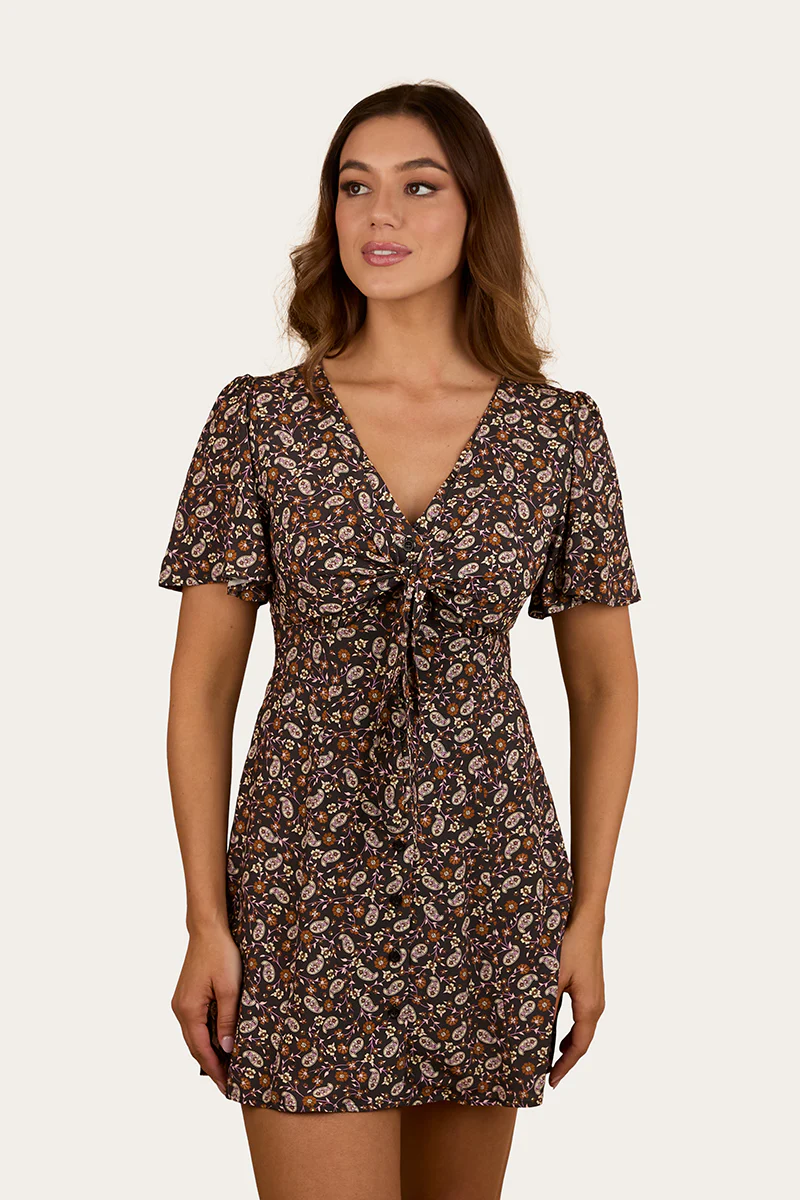Patsy Womens Tie Front Mini Dress - Image 4