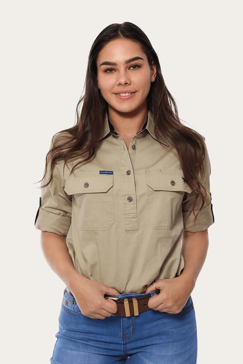 Pentecost River Womens Half Button Work Shirt - Image 42