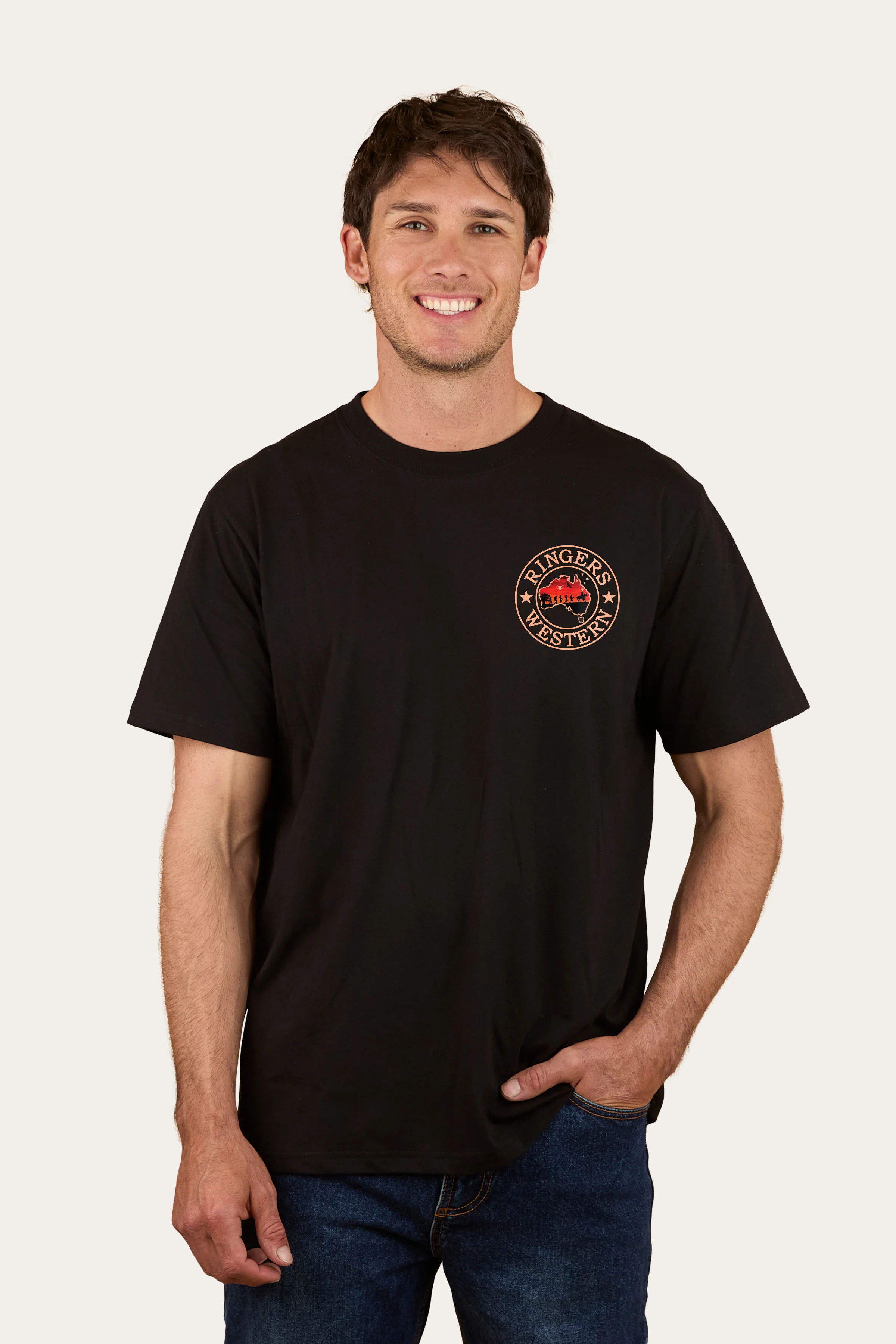 Ringers Western Lest We Forget Mens Stock Fit T-Shirt - Image 2