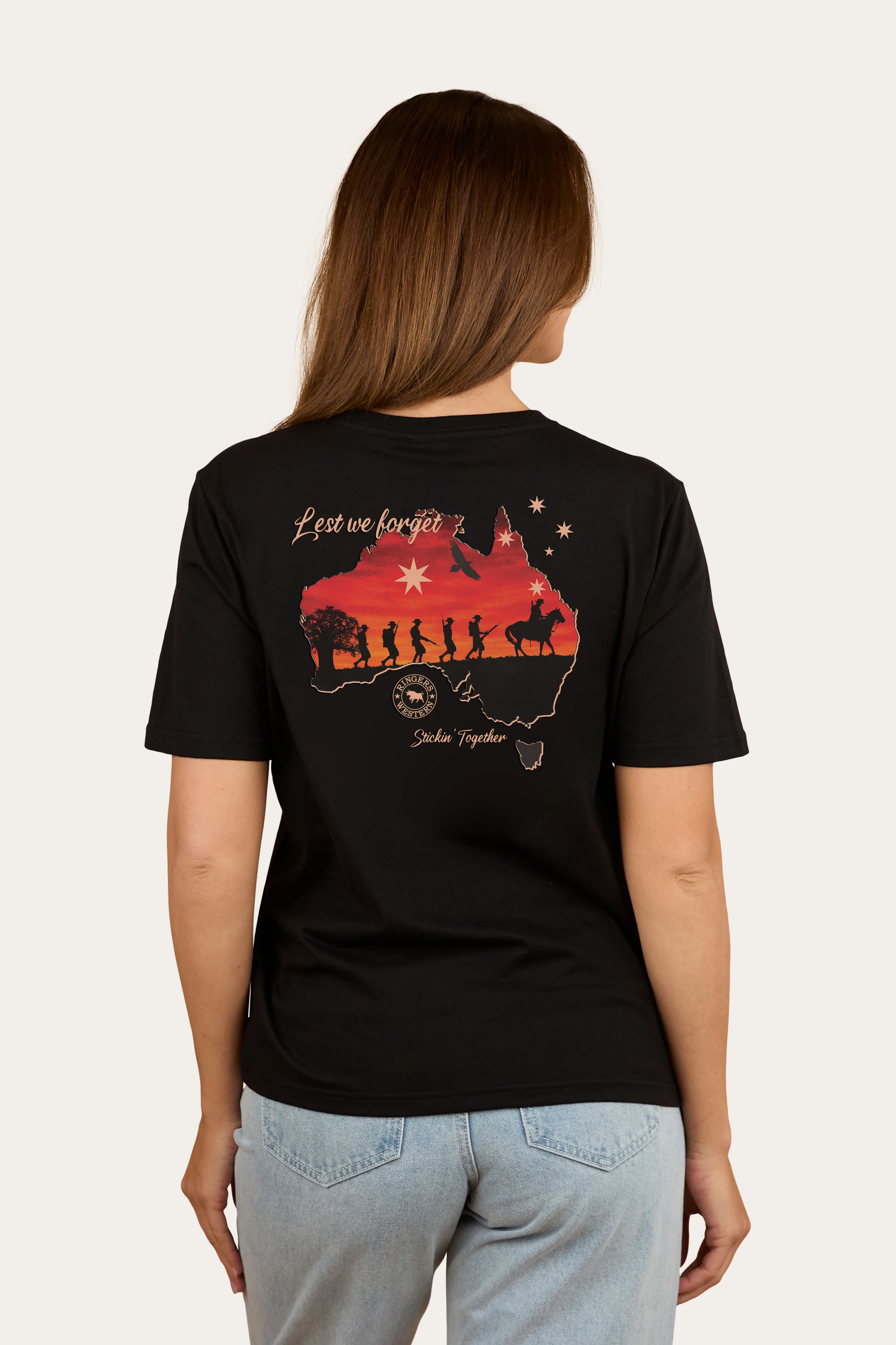Ringers Western Lest We Forget Womens Stock Fit T-Shirt