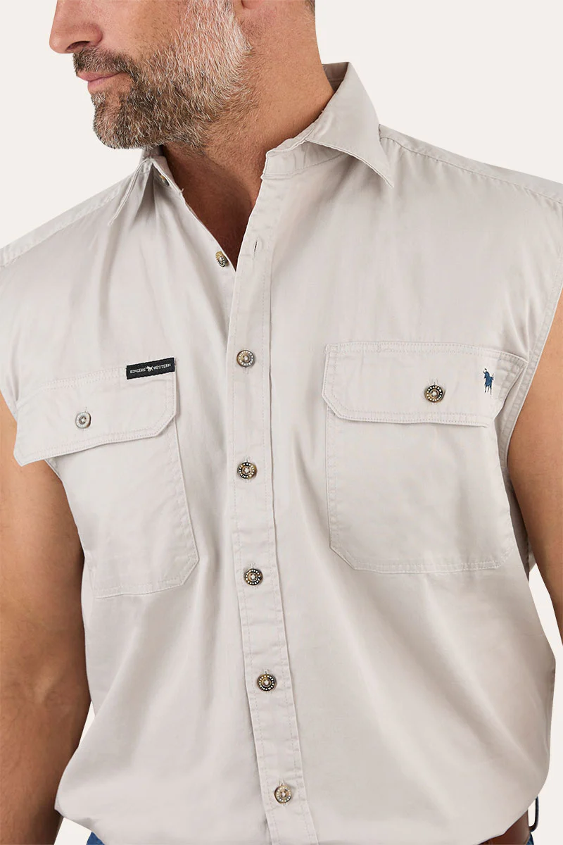 Rob Roy Mens Sleeveless Full Button Work Shirt - Image 4